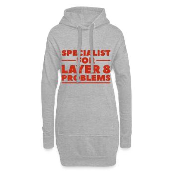 Specialist for layer 8 problems Geschenk Nerd - Hoodie-Kleid - Grau meliert - Vorne