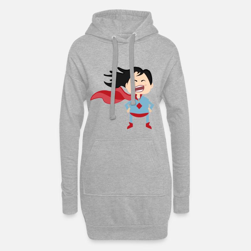 Superheldin - Hoodie-Kleid - Grau meliert