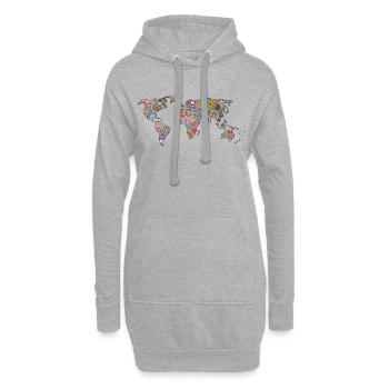 Le monde de hipsters - Sweat-shirt à capuche long Femme - gris chiné - Devant