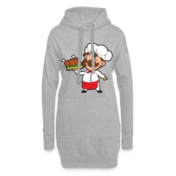 Koch Braten Kochen Restaurant Gaststätte Gastätte - Hoodie-Kleid - Grau meliert - Vorne