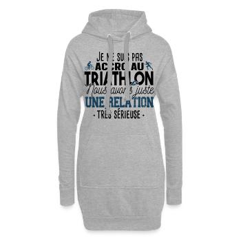 Triathlon Triathlète Natation Vélo Course Humour - Sweat-shirt à capuche long Femme - gris chiné - Devant