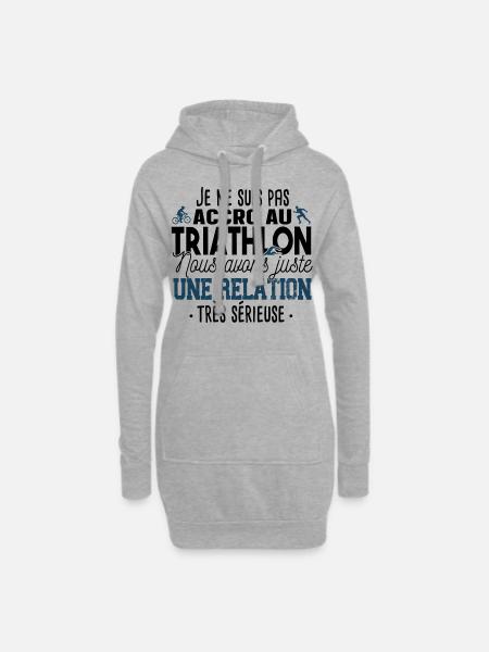 Triathlon Triathlète Natation Vélo Course Humour - Sweat-shirt à capuche long Femme - gris chiné