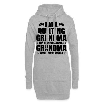 Ich bin eine Quilt-Oma, genau wie eine normale Oma - Hoodie-Kleid - Grau meliert - Vorne
