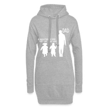 Papa fils fille père 2 enfants - Sweat-shirt à capuche long Femme - gris chiné - Devant