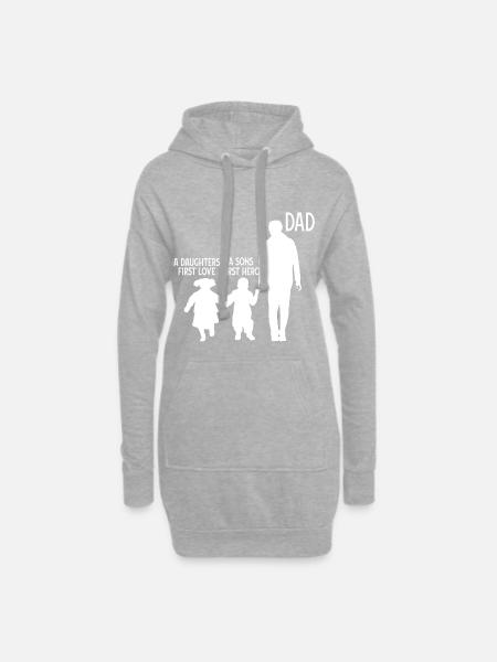 Dad son daughter father 2 children - Hoodie Dress - heather grey