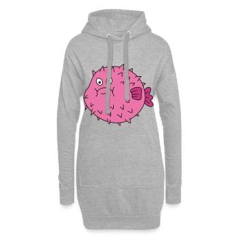 Poisson mignon mignon - Sweat-shirt à capuche long Femme - gris chiné - Devant
