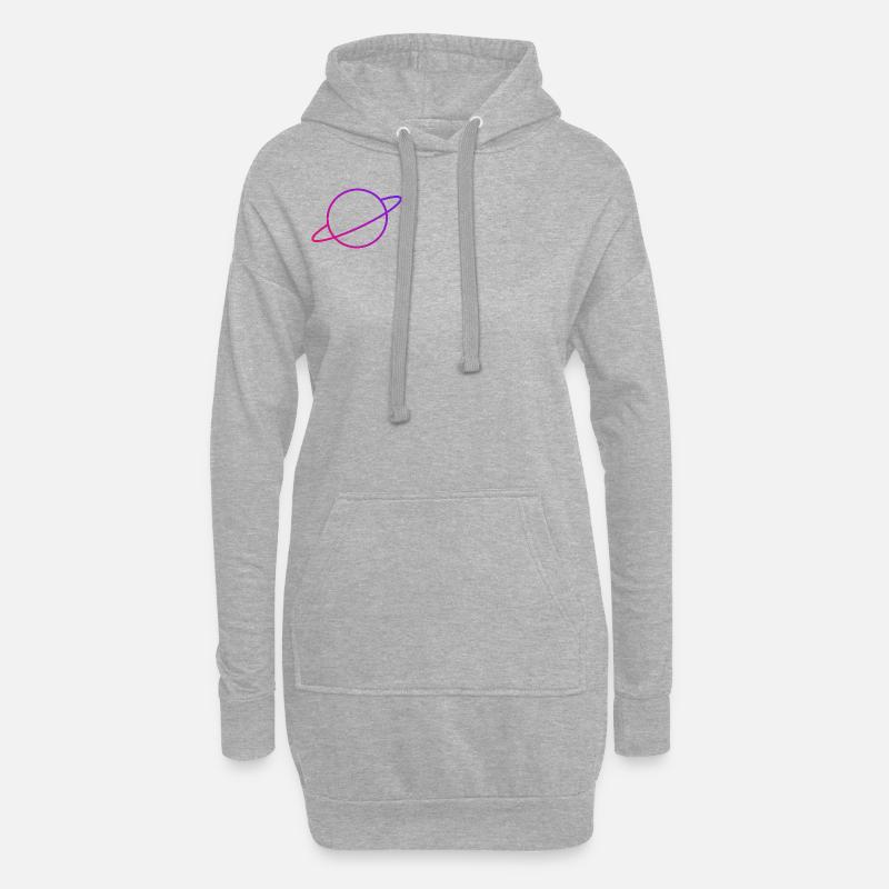 Planet Rot-Blau - Hoodie-Kleid - Grau meliert