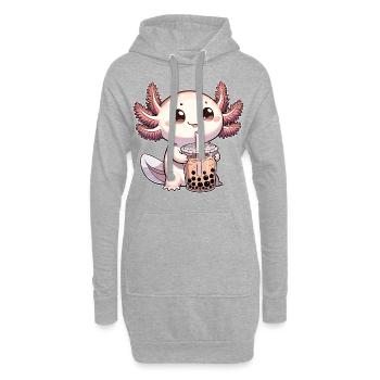 Axolotls Drink Bubble Tea kawaii Boba Axolotl - Hoodie Dress - heather grey - Front
