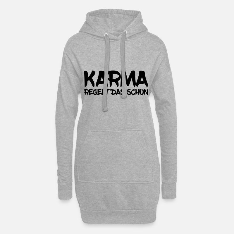 Karma regelt das schon - Hoodie-Kleid - Grau meliert