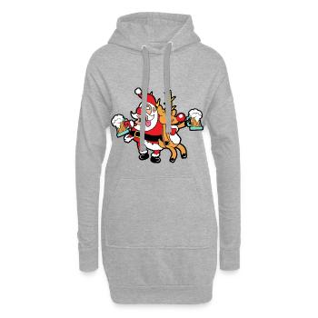 Lustiges Rentier Weihnachten Christmas Xmas - Hoodie-Kleid - Grau meliert - Vorne