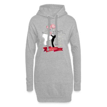 Idée cadeau pour le mariage ou l’anniversaire de mariage - Sweat-shirt à capuche long Femme - gris chiné - Devant