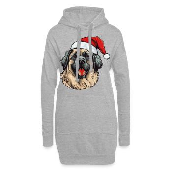 Leonberger Hund Weihnachten Porträt Xmas - Hoodie-Kleid - Grau meliert - Vorne