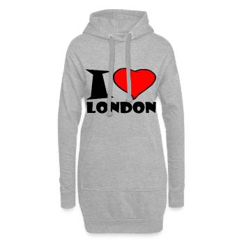 London - Ich Liebe london - Hoodie-Kleid - Grau meliert - Vorne