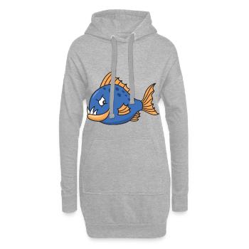 Poisson mignon mignon Cool Piranha - Sweat-shirt à capuche long Femme - gris chiné - Devant