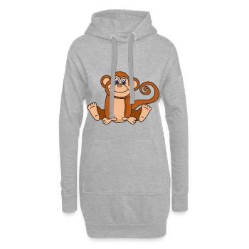 Singe cool mignon drôle - Sweat-shirt à capuche long Femme - gris chiné - Devant