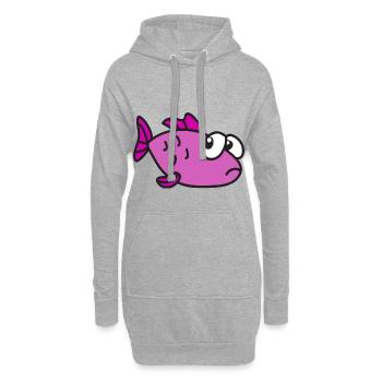 Poisson cool mignon drôle - Sweat-shirt à capuche long Femme - gris chiné - Devant