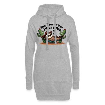 Paresseux ronflant avec chapeau de cow-boy dans un hamac - Sweat-shirt à capuche long Femme - gris chiné - Devant