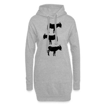 Drei Esel Tiermotiv - Hoodie-Kleid - Grau meliert - Vorne