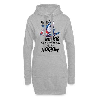 Hai spielt Eishockey - Hoodie-Kleid - Grau meliert - Vorne