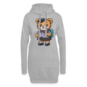 Ours en peluche mignon avec uniforme scolaire trationnel - Sweat-shirt à capuche long Femme - gris chiné - Devant