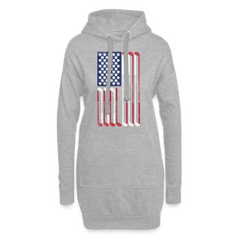 Drapeau Vintage> Drapeau américain Fait de Balles de golf + Clubs - Sweat-shirt à capuche long Femme - gris chiné - Devant