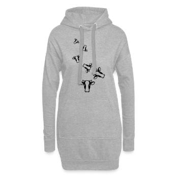 Kuh Kopf - Hoodie-Kleid - Grau meliert - Vorne