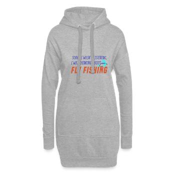 Denken Sie an Fliegenfischen, Naturfischer - Hoodie-Kleid - Grau meliert - Vorne