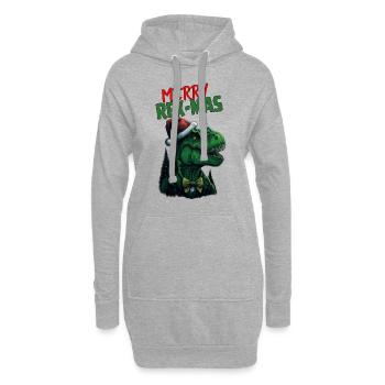 Joyeux Rex-Mas - Sweat-shirt à capuche long Femme - gris chiné - Devant