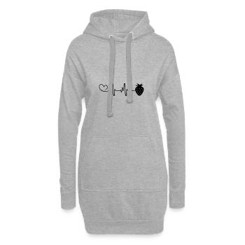 Fraise Icône Pulsation Battement de cœur - Sweat-shirt à capuche long Femme - gris chiné - Devant