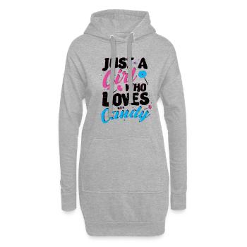 Just A Girl Who Loves Candy - Süßigkeiten - Hoodie-Kleid - Grau meliert - Vorne