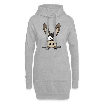 Âne drôle, mascotte - Sweat-shirt à capuche long Femme - gris chiné - Devant