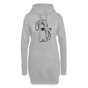 lustiger süßer Hund Dackel Comic Cartoon Hunde Fun - Hoodie-Kleid - Grau meliert - Vorne