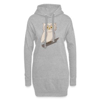 Eule Uhu Kauz - Hoodie-Kleid - Grau meliert - Vorne