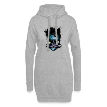 tete de mort hipster moustachu skull crane moustac - Sweat-shirt à capuche long Femme - gris chiné - Devant