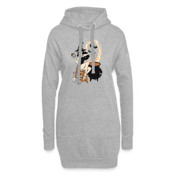 Halloween Hexe Pin Up Vintage Retro - Hoodie-Kleid - Grau meliert - Vorne