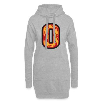 Buchstabe O mit Flammen - Buchstabe mit Feuer 🔥 - Hoodie-Kleid - Grau meliert - Vorne