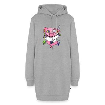 Durch Schwein - Hoodie-Kleid - Grau meliert - Vorne