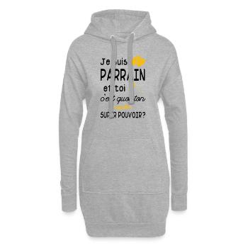 je suis parrain / cadeau humour parrain - Sweat-shirt à capuche long Femme - gris chiné - Devant