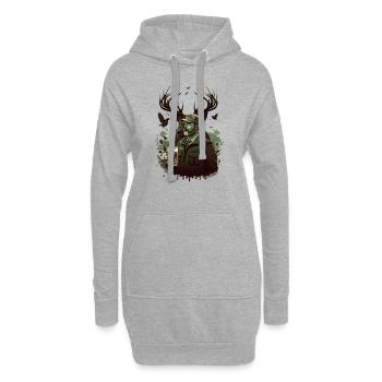 Un chasseur en pleine nature boit une bière - Sweat-shirt à capuche long Femme - gris chiné - Devant