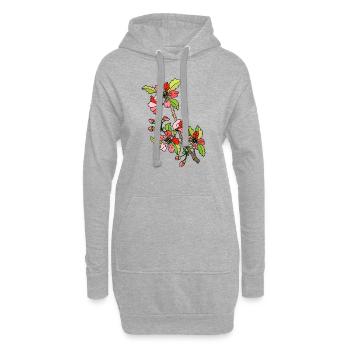 Fleur - Sweat-shirt à capuche long Femme - gris chiné - Devant