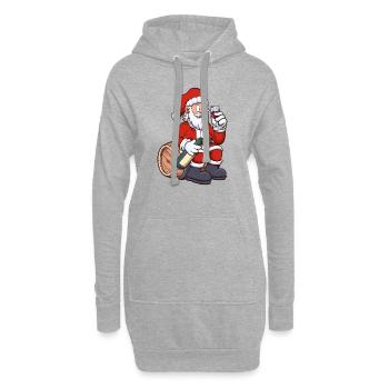 Père Noël buvant du vin - Sweat-shirt à capuche long Femme - gris chiné - Devant