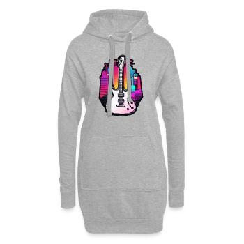 Rock n roll / Guitare / Musique / Instrument - Sweat-shirt à capuche long Femme - gris chiné - Devant