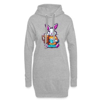 Osterhase / Ostern / Eier / Feiertage / Osterfest - Hoodie-Kleid - Grau meliert - Vorne