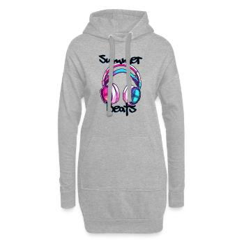 Kopfhörer / Audio / Musik / Klang / Studio / cool - Hoodie-Kleid - Grau meliert - Vorne