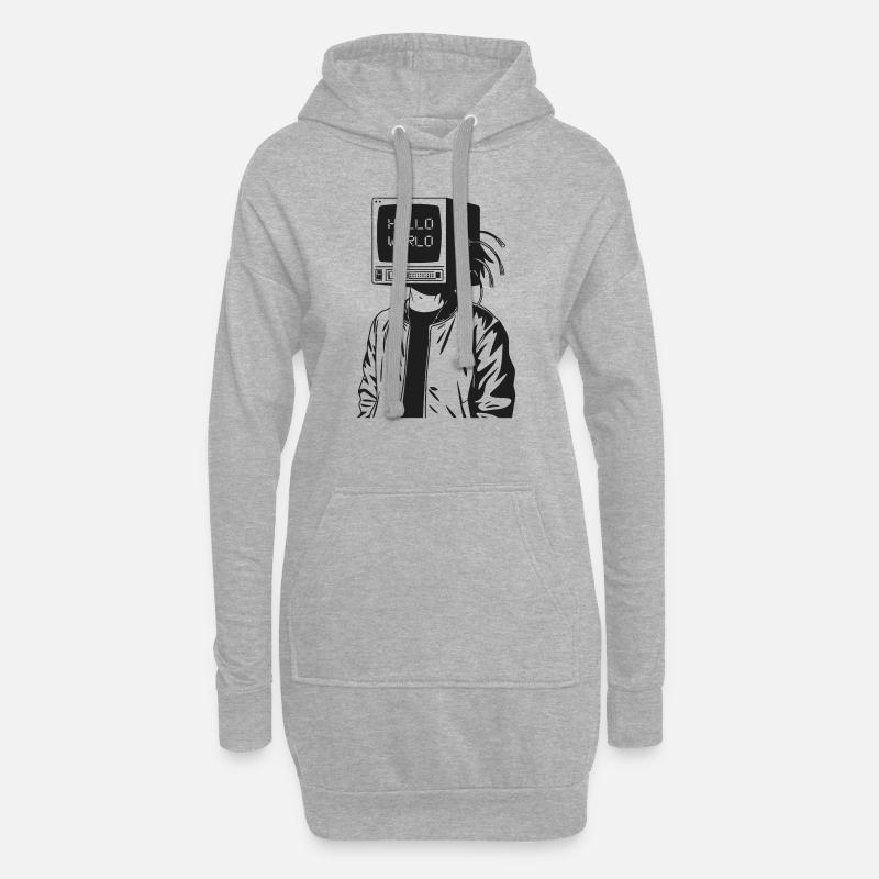 Computerkopf 2.0 - Hoodie-Kleid - Grau meliert