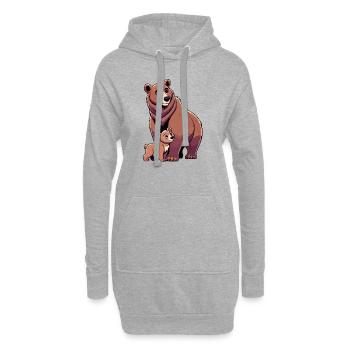 Ours brun mère et enfant - Sweat-shirt à capuche long Femme - gris chiné - Devant