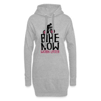 Bike Now Work Later - Fahrrad - Hoodie-Kleid - Grau meliert - Vorne