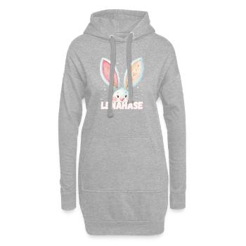 Name Lena Hase Lenahase Kosename - Hoodie-Kleid - Grau meliert - Vorne