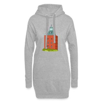 Leuchtturm Insel Neuwerk - Hoodie-Kleid - Grau meliert - Vorne