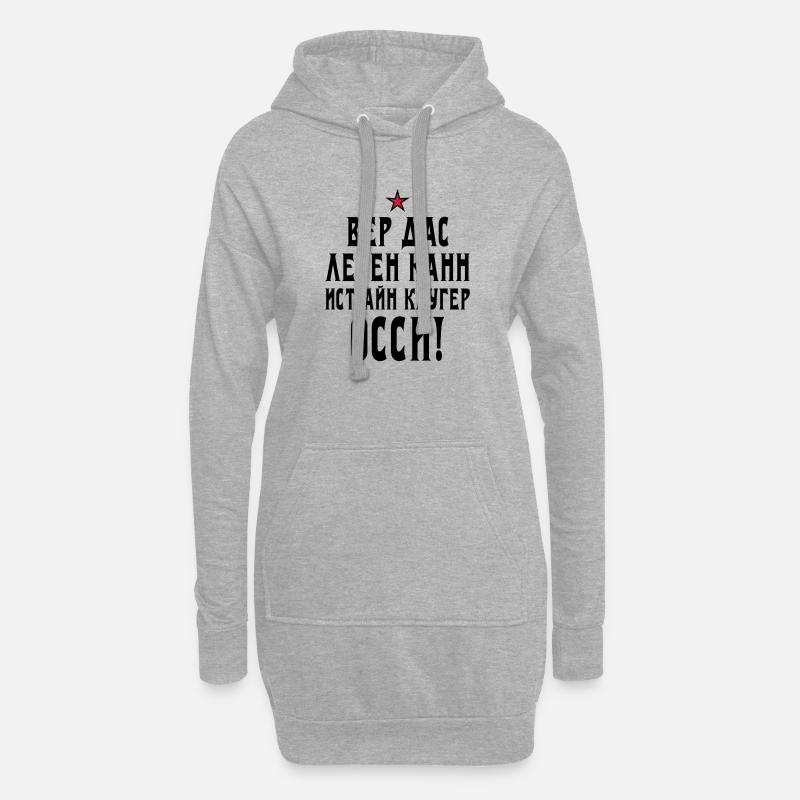 133 Wer das lesen kann ist ein kluger Ossi Stern - Hoodie-Kleid - Grau meliert